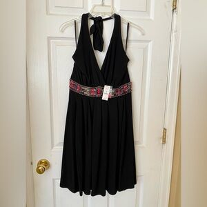 New WHBM black pleated dress with embellished stones